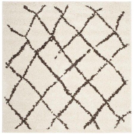 Safavieh Berber Shag Square Area Rug; Creme & Brown - 5 ft.-1 in. x 5 ft.-1 in. BER162A-5SQ